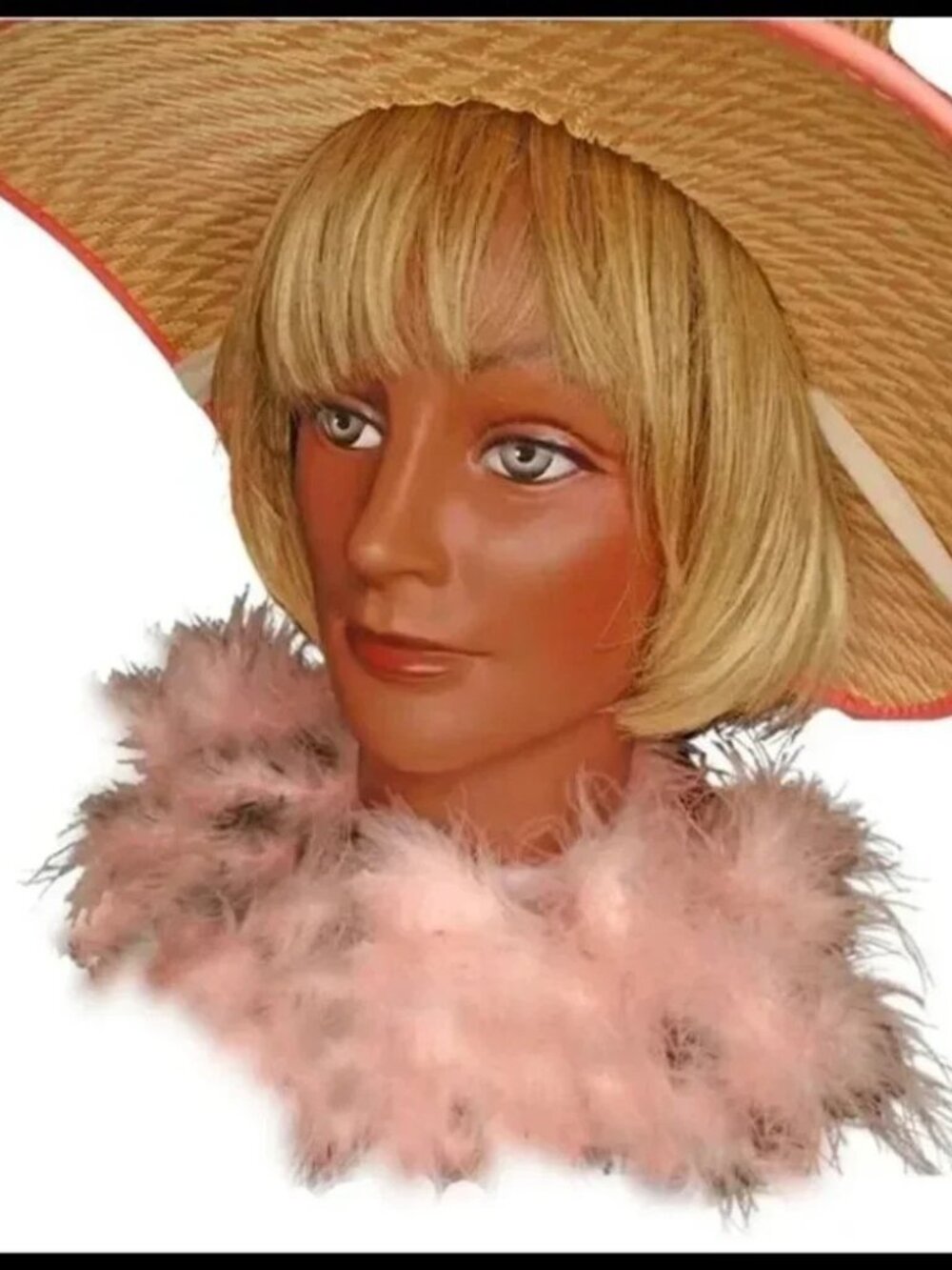 Vintage PINK Sun Hat + HATBOX Big Brim With Chin Tie Cottagecore Prairie Chic - Picture 4 of 10